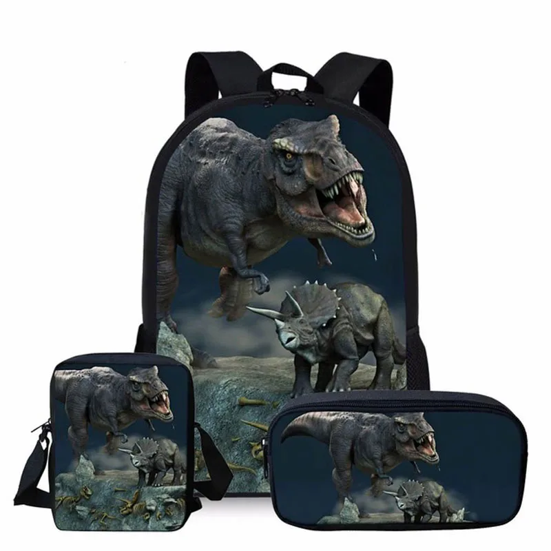 3pcs/Set  Kids Boys Girls Schoolbag Backpack Cute Dinosaur 3D Print Student School Bags Animal Teenagers Boys Girls Book Bag