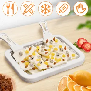 Instant Ice Cream Cold Plate Maker Automatic Instant Ice Cream Roll Maker  with Square Pan for Making Rolled Ice Cream 