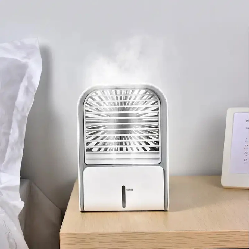 Portable Fan  Air Conditioning Mini Rechargeable USB Fan Desktop Spray Humidifier Home  Air Cooler For Room