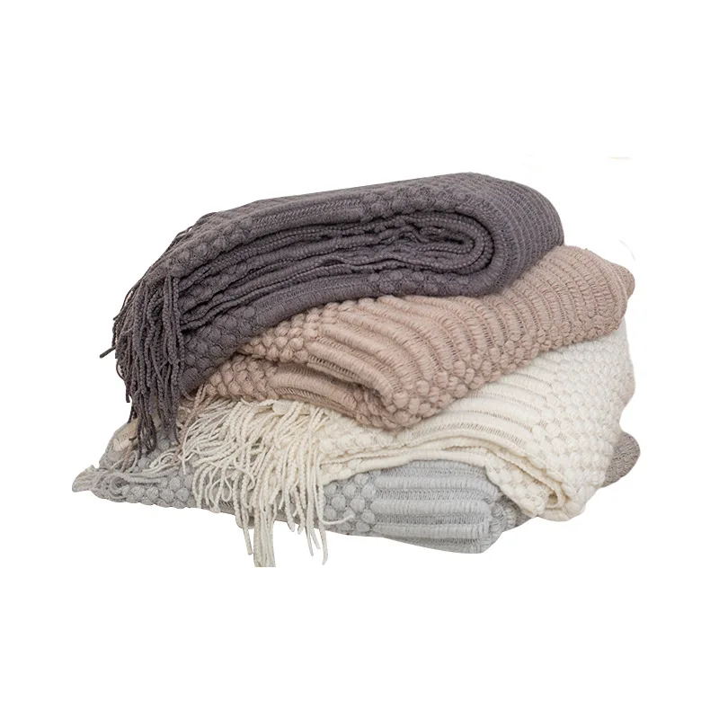 Sofa Blanket Solid Color Air Conditioning Blanket Light Luxury Style Cover Blanket Office Nap Blanket Spring and Summer