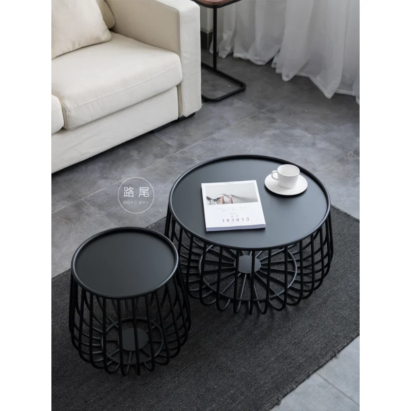 

Nordic Wrought Iron Coffee Table for Living Room Industrial Style Creativity Table Small Apartment Round Coffee Table