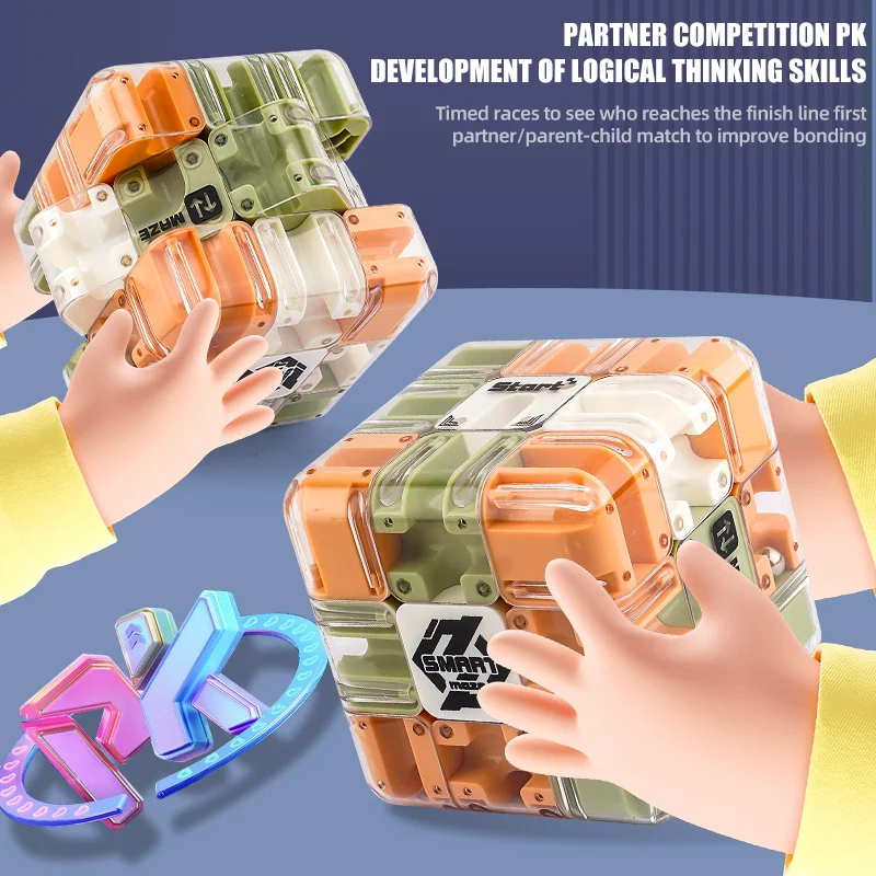 Plastic 3D Maze Cube Fidget Toy for Kids and Adults