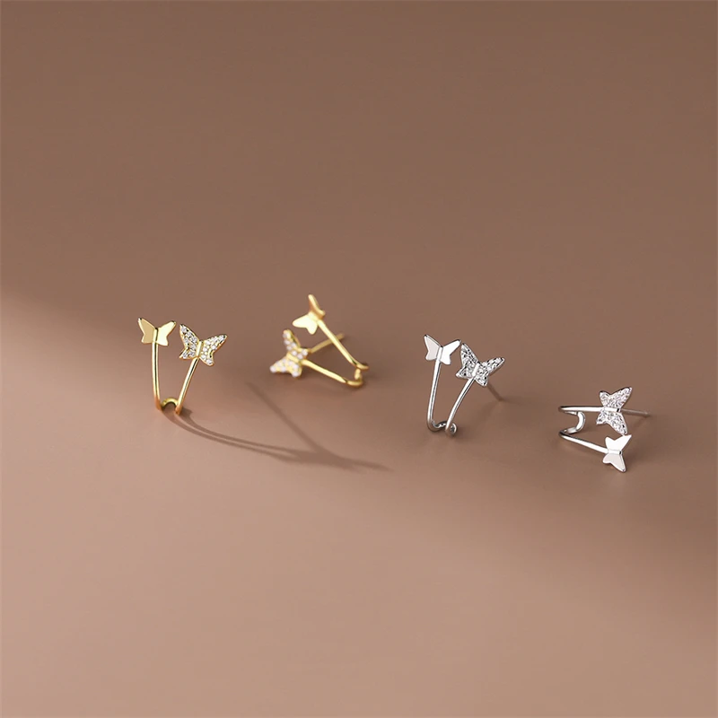 

New Design 925 Sterling Silver Fresh Butterfly Stud Earrings For Women Fashion Simple Ear Studs Girls Charm Jewelry Accessories