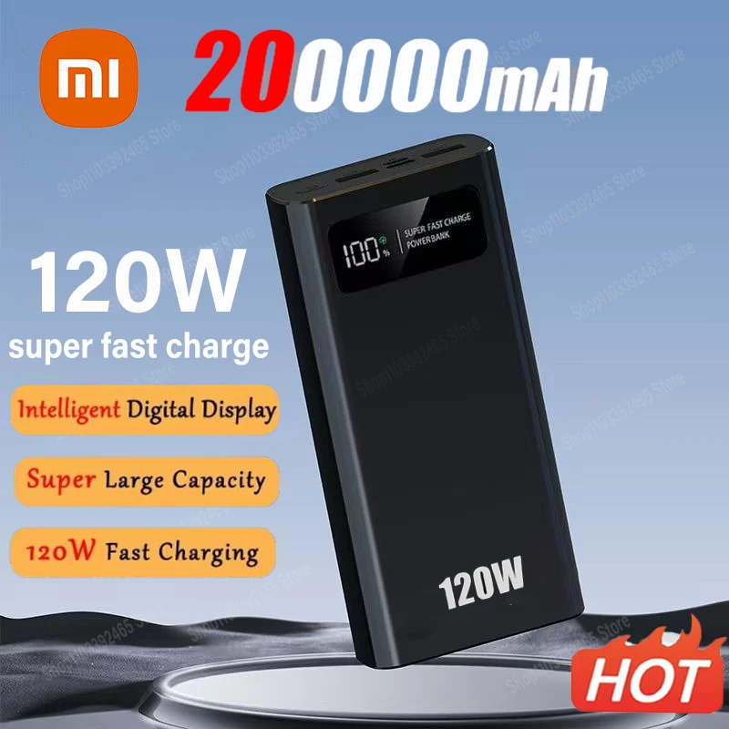 Xiaomi Power Bank 200000mAh 120W Super Fast Charging High Capacity Digital Display For iPhone Samsung Huawei