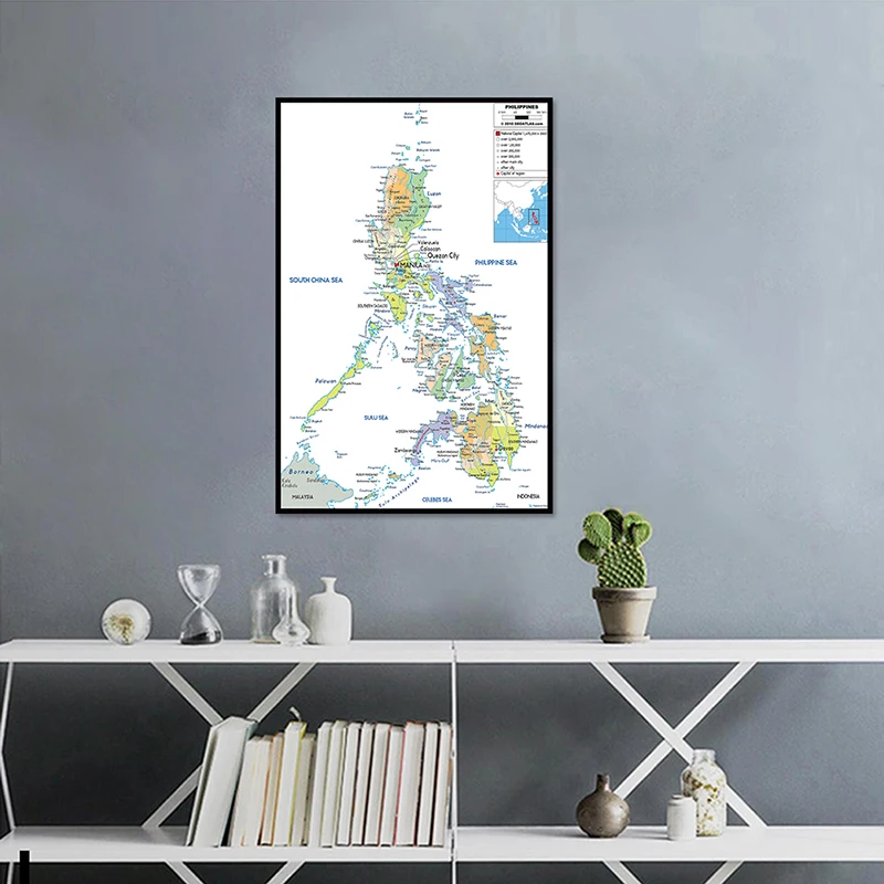 42*59cm The Philippines Administrative Map Wall Decorative Canvas Painting Unframed Poster and Print Living Room Home Decoration