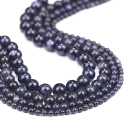 Natural Blue Sand Beads for Jewelry Making - Round Beads, Multiple Sizes Available (Blue sand stone)