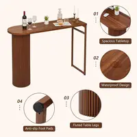 55in Counter Height Pub Table with Luted Wood and Metal Base for Kitchen, Dining, and Living Rooms 6