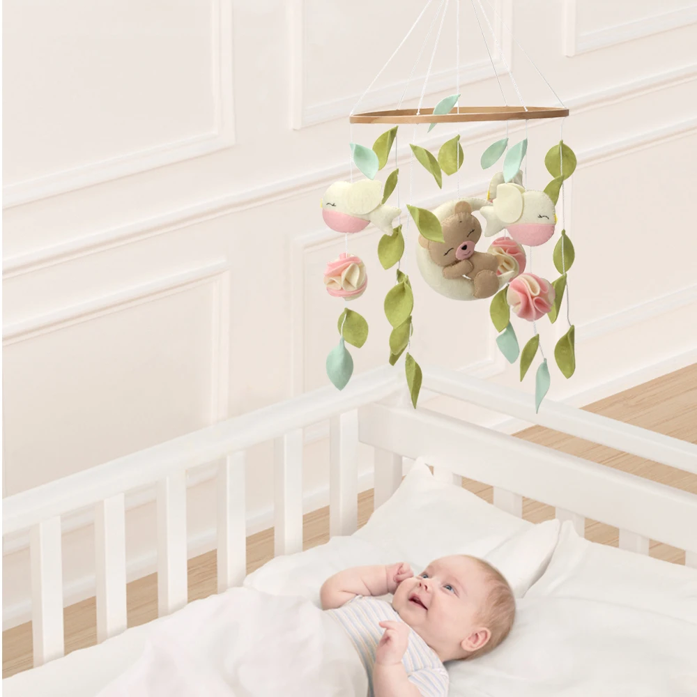 Boho mobile girl Baby shower gift Teddy Bear baby Girl Mobile