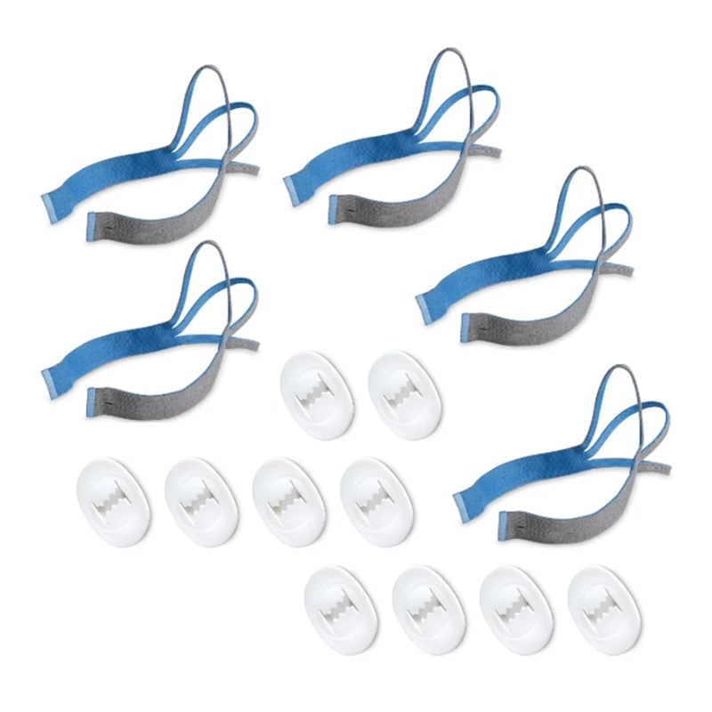 

5PCS Headgear For Resmed Airfit P10 Nasal Pillow Mask Straps Included 10PCS Adjustment Clips Blue+Grey Plastic+Nylon
