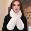 Faux Rabbit Fur Scarf Winter Warm Neckerchief Women Solid Color Neck Muffler Long Plush Shawl Ladies Thick Scarves 2