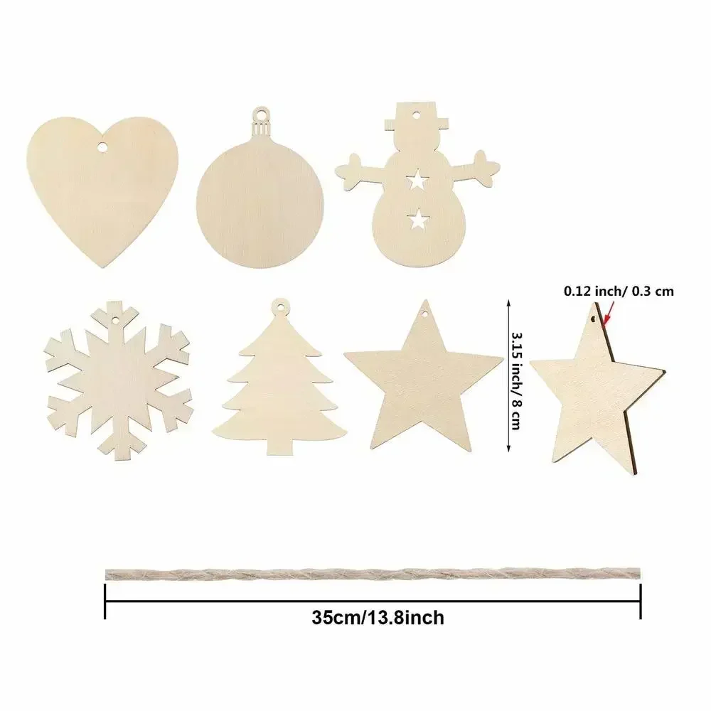 10PCS Blank Wood Discs Bulk with Holes for Crafts Centerpieces Unfinished Wooden Christmas Cutouts Ornaments To Paint
