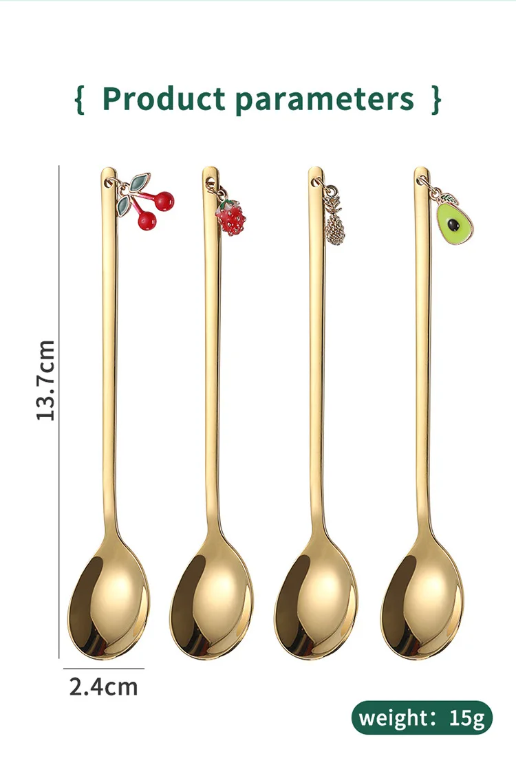 Description Picture 6 of itemCute Metal Pendant 304 Stainless Steel Spoon Hollow for Ice Cream Tea Dessert Coffee Scoops Kitchen Tableware Accessories
