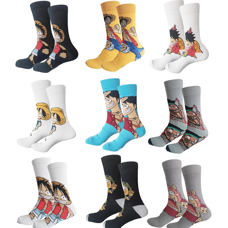 

New style One Piece Cartoon Fashion Socks Men's socks Captain Luffy Anime Figure Marshall·D·Teach Usopp Chopper Casual Socks