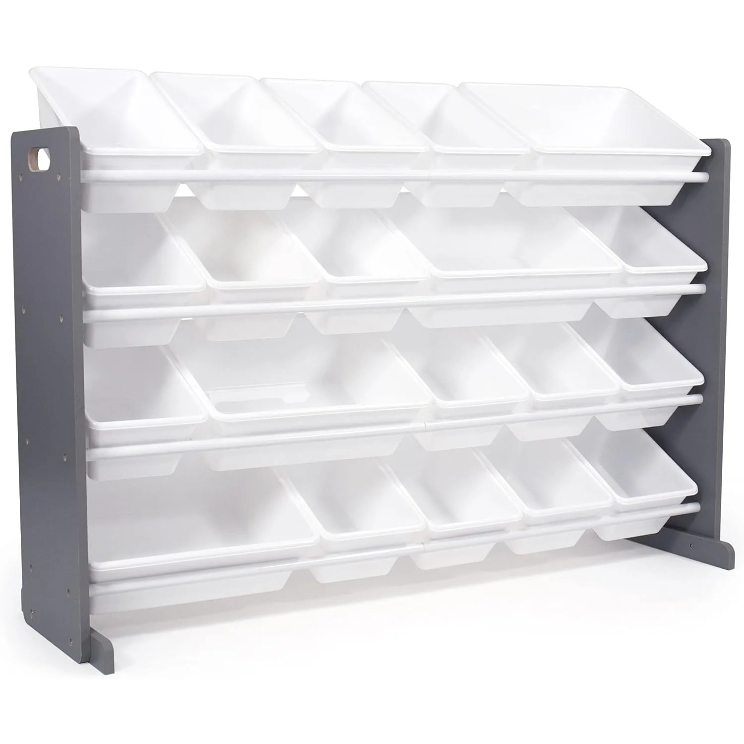 Extra-Large Kid's Toy Organizer, 20 Storage Bins, Universal, Grey/White