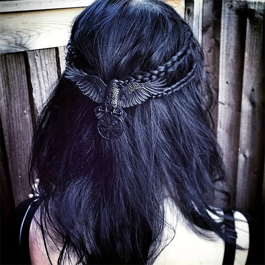 New fashion personality Black Oversized Crow Hair Clip Accessories For Women Vintage Goth Punk Raven Wing Hairpin Jewelry