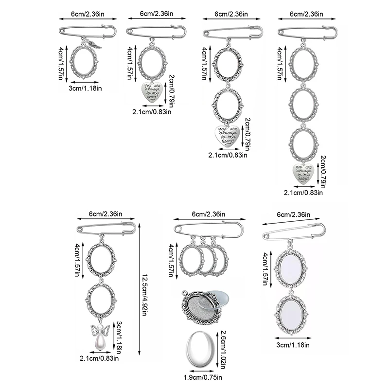 Wedding Boutonniere Oval Bouquet Charm Pin Brooch Pendant Bowknot Photo Frame Charm Wedding Memorial Gift For Bride Groom Jewelr