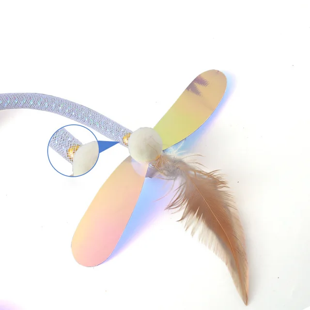 Creative Hose Sequin Dragonfly Cat Teaser Wand - Light & Color Combo, Interactive Self-Play Toy for Cats, 4