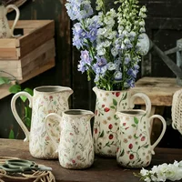 Vintage Ceramic Vase Decoration Living Room Flower Arrangement French American Pastoral Style Dining Table High-end Water Bottle 2