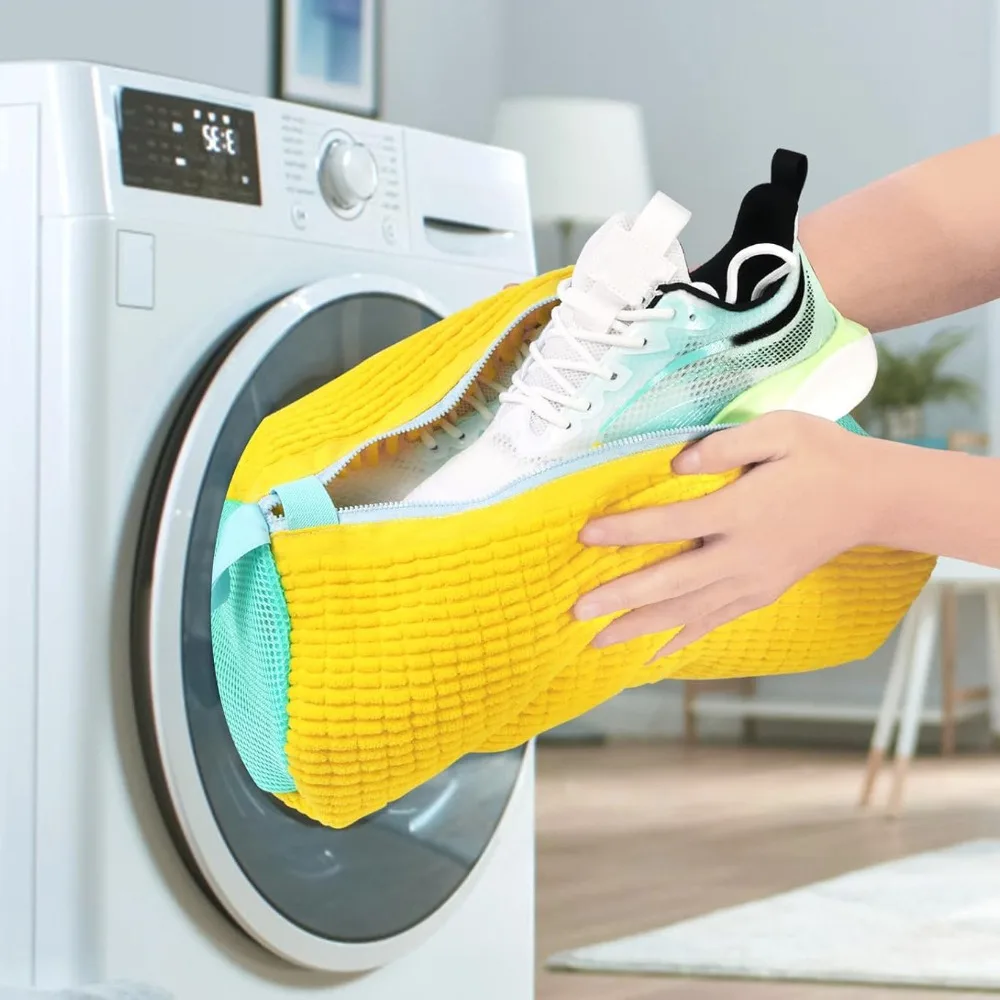 Washing Shoes Bag Padded Net Laundry Shoes Protector Fluffy fibers Polyester Sneaker Washing Friendly Laundry Bag Drying Bags laundry bag shoe washing bag clothes washing bag