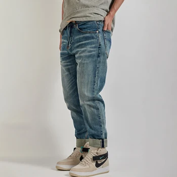 Tapered Jeans Clothing for Men Denim Retro Pants Heavyweight Loose Straight Classic Washed Outdoor Casual Trousers 1