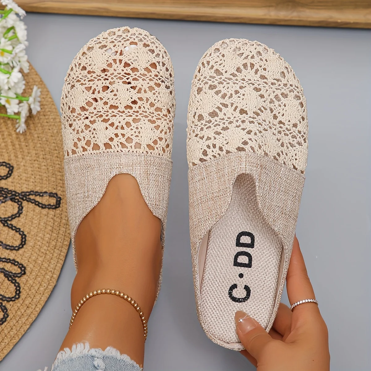 Women's Woven Slippers Flat Slides Fashion Women Cover Toe Female Mule Luxury 2025 Mules Casual Flats Shoes