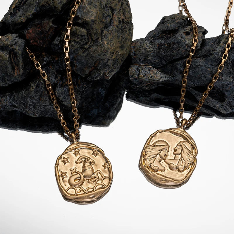 Collana Zodiacale Placcata Oro 18k – 12 Ciondoli Segni Zodiacali In Acciaio Inox