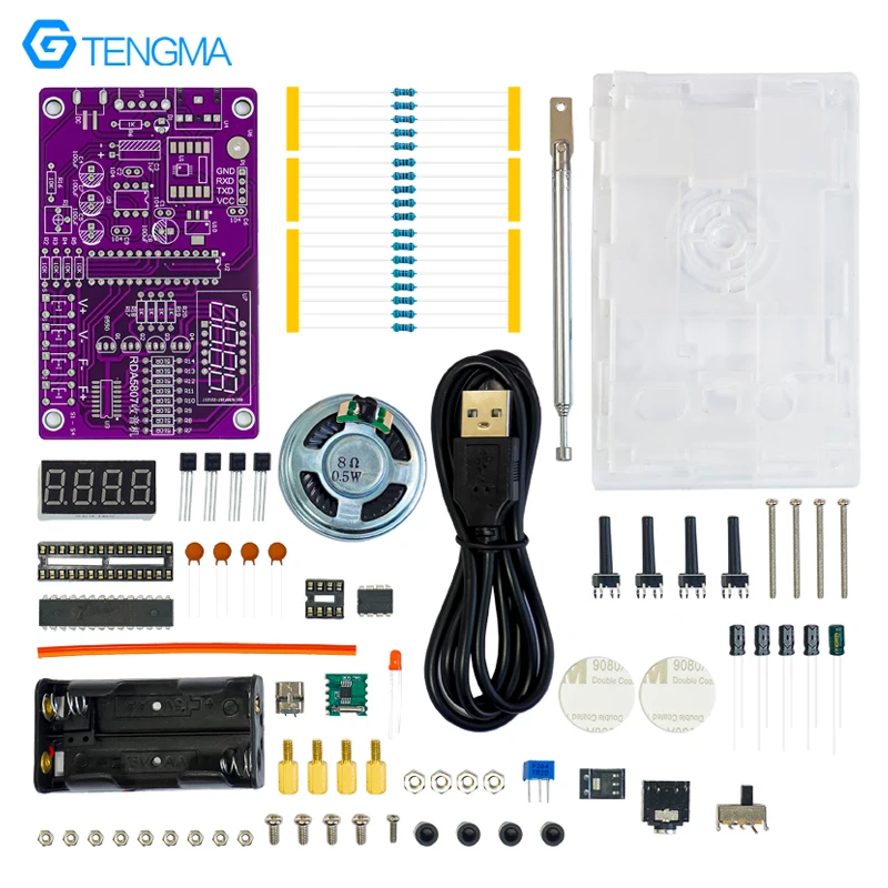 RDA5807 FM Radio Assembly Kit DIY Fabrication Microcontroller Soldering Loose Parts