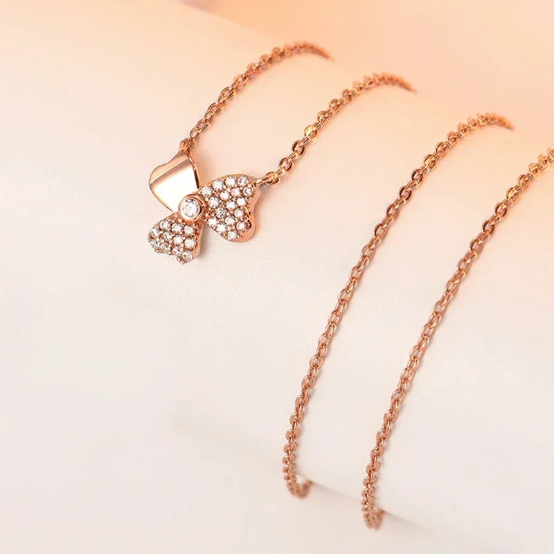TONGZHE Pure 925 Sterling Silver Statement necklace Original Leaves Flower Clear CZ Rose Gold Jewelry Long Necklace