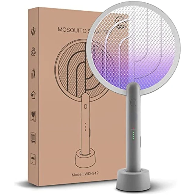 Elektromos Légy Swatter Racket Mosiller 2In1 Smart Bug Zapper Usb Újratölthető Szúnyogok Trap Lámpa Gyilkos 3 Rétegű Háló Otthon