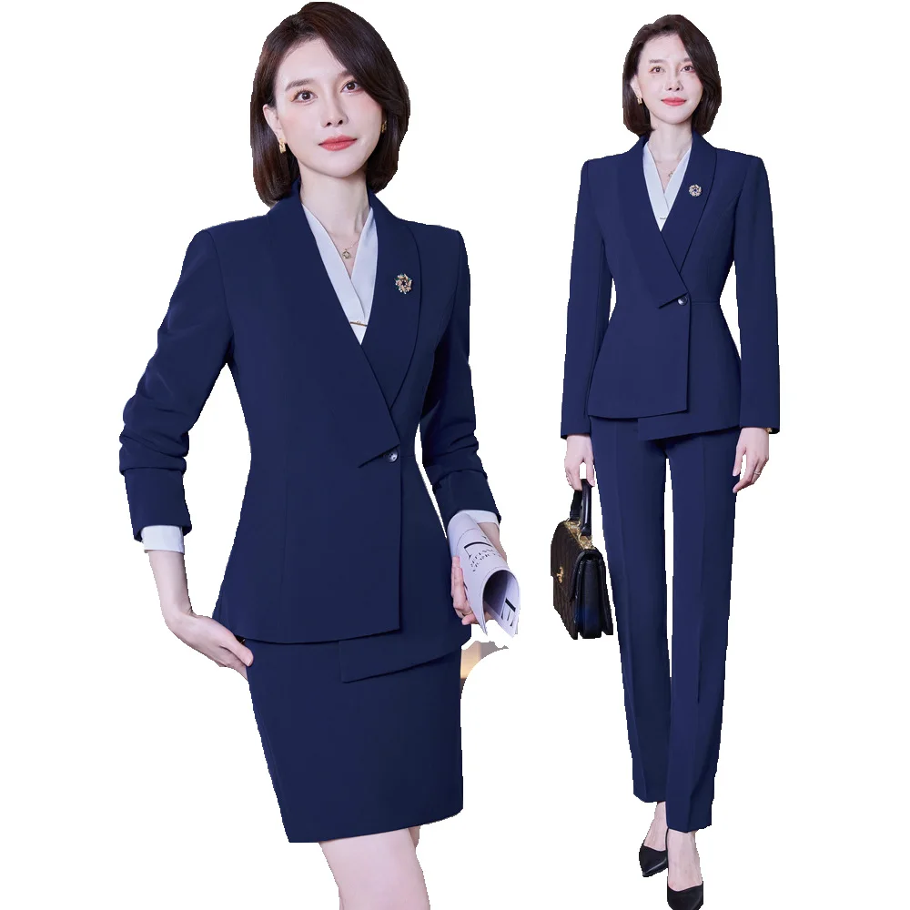 

Women's Office Suit Spring Fashion Blazer Skirt Suit Solid Color Suit Irregular Long Sleeve Jacket + Trousers 2 Piece Set Blazer