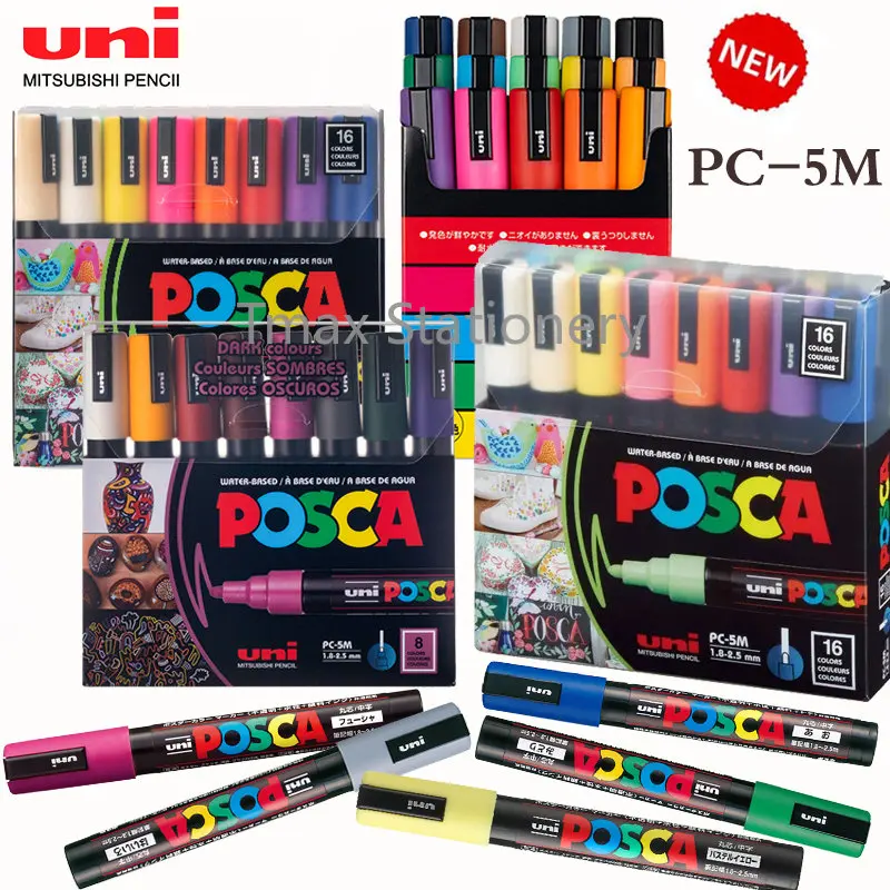 Uni Posca Paint Marker Pen PC-5M 7/8/15/16 Colors Set Poster Graffiti Hand-painted Manga Acrylic Paint Painting Art Supplies 10ml acrylic paint ink 12 19 colors airbrush nail inks water pigments airbrush nail for spray art supplies