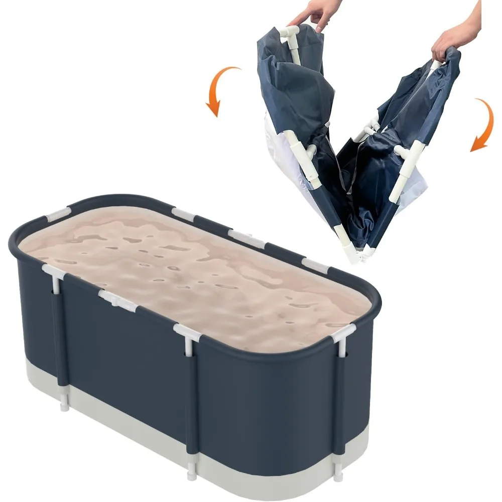 Portable Bathtub for Shower Stall, Large 47 Inch Foldable Soaking Bathing Tub Adults, Separate Family Bathroom SPA Collapsible 3