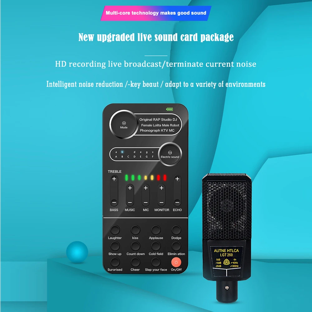 condenser microphone Universal Voice Changer Mini Sound Card Multiple Sound Effects Portable Live Broadcast Voice Modulator Card With Microphone best usb microphone