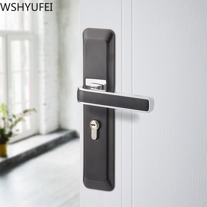 

Manganese Steel Material Door Locks Bedroom Minimalist Interior Door Handle Lock Cylinder Security Mute Door Lock Household