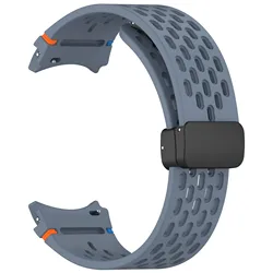 Magnetic Buckle Silicone Watch Band - 20mm Strap with No - Gap Design - Watch 6 classic 43mm (Official Blue)