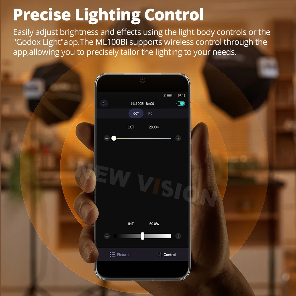 Godox ML100Bi 바이컬러 휴대용 LED 조명 120W 온보드 및 앱 제어 사진 램프(비디오 녹화, 라이브 스트리밍용)