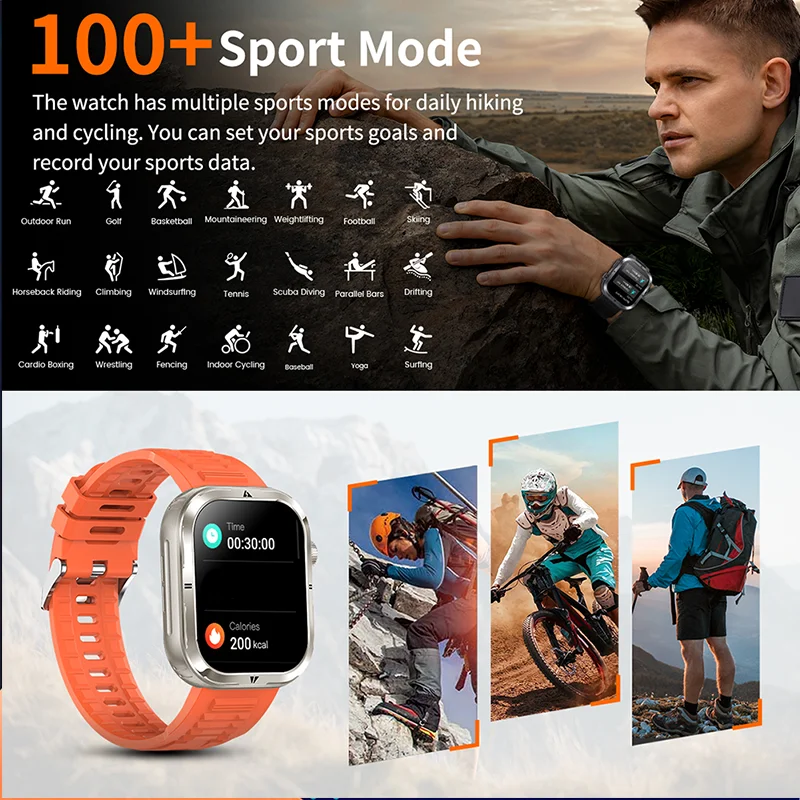 2026 Military T-Rex 3 Smart Watch Fitness Clock Men 360*360 AMOLED Screen 360mAh Battery LedFlashlight wireless call Smartwatchs 5