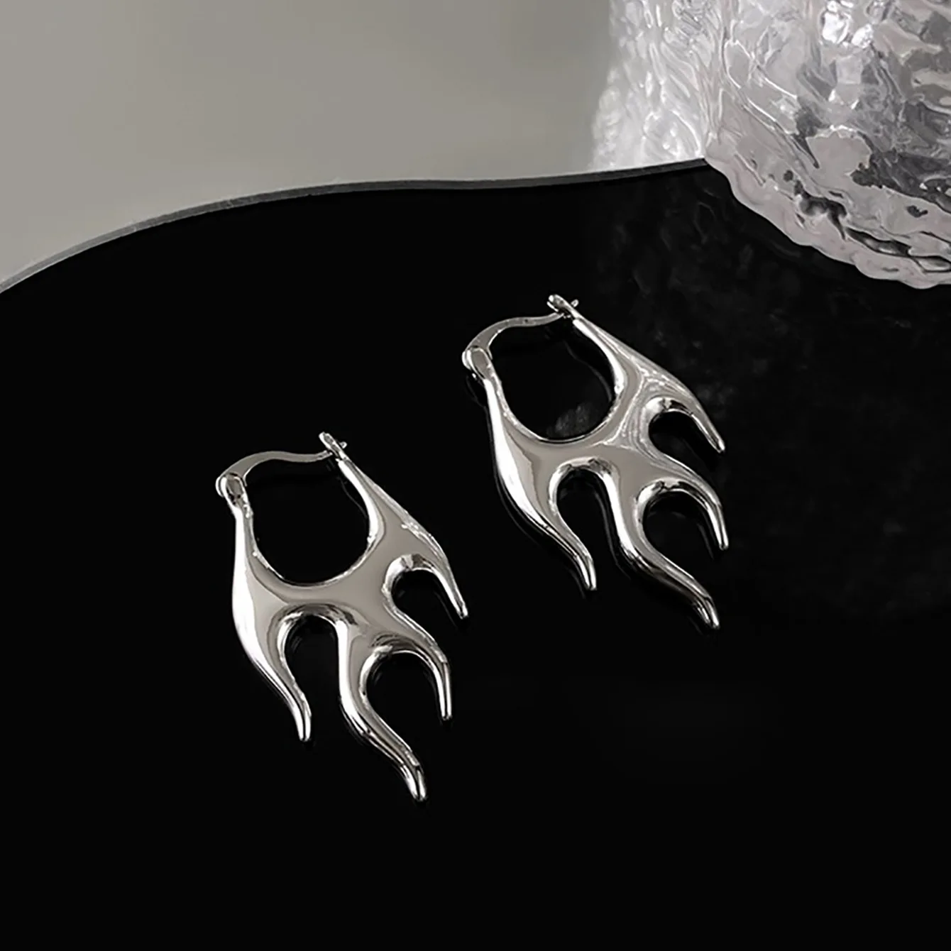 Stainless Steel Fire Drop Studs Earrings For Women Christmas Gift Gold Color Irregular Flame stud earrings drop earrings golden earrings