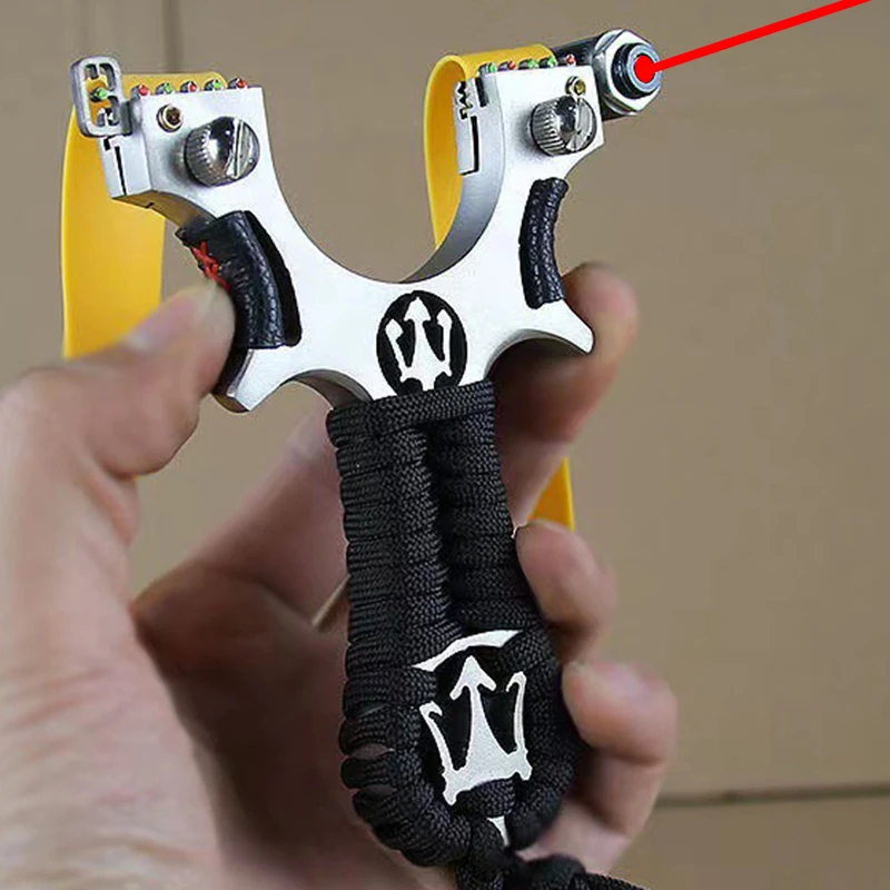Laser Aiming Metal Slingshot for New Player Professional Slingshot Powerful Alloy Bow Shooting Outdoor Hunting Sling Shot steel slingshot