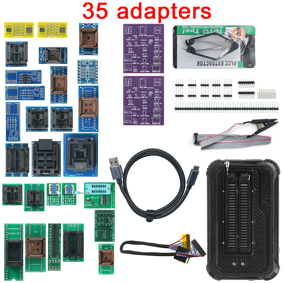 XGecu T76 USB 3.0 Universal Programmer+ 6/13/23/35/52 parts adapter kit support EEPROM NOR NAND EMMC MCU GAL Minpro IC tester