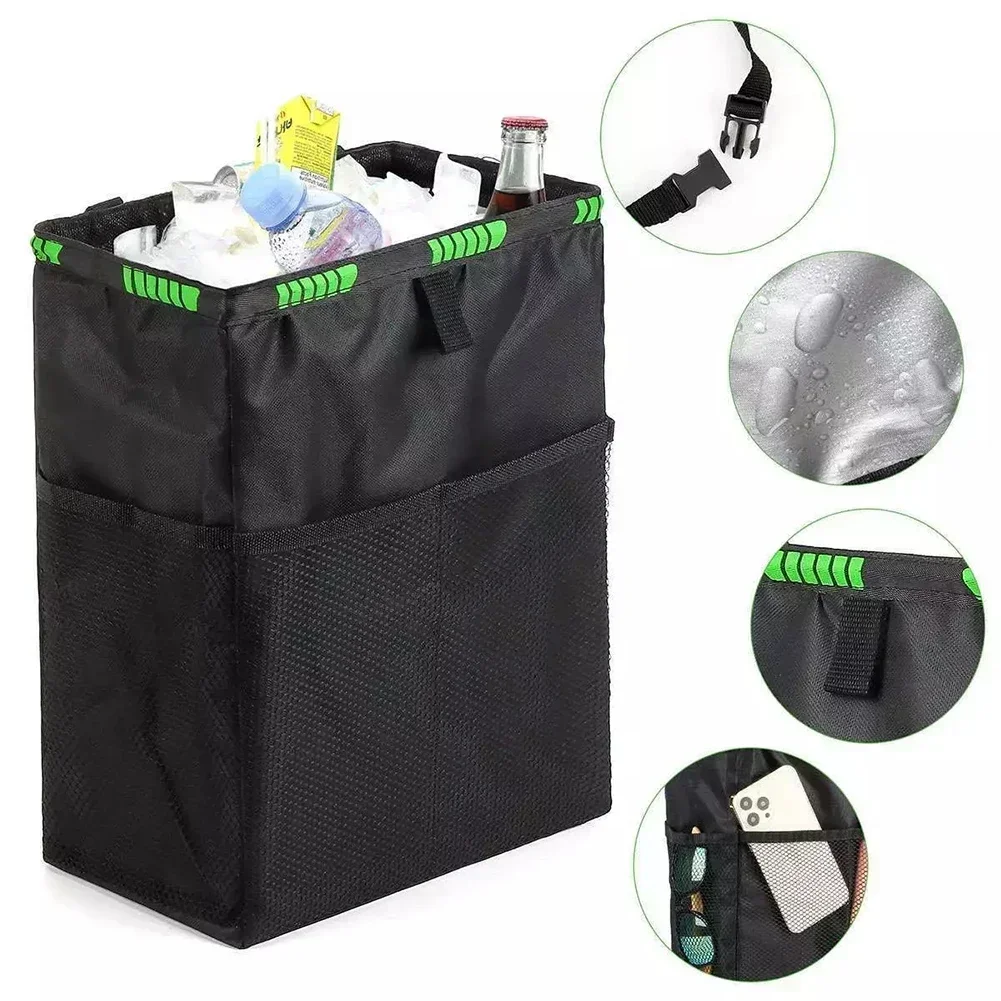 Car Seat Back Trash Holder Hang Litter Bag Garbage Storage Rubbish Container Oxford Cloth Waterproof Car Waste Bins Cleaning Bag