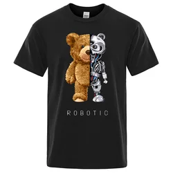 Playful Teddy Bear Graphic Oversized Streetwear T-Shirt - Men's Fashion Casual Summer Cotton Tee - S (Black)
