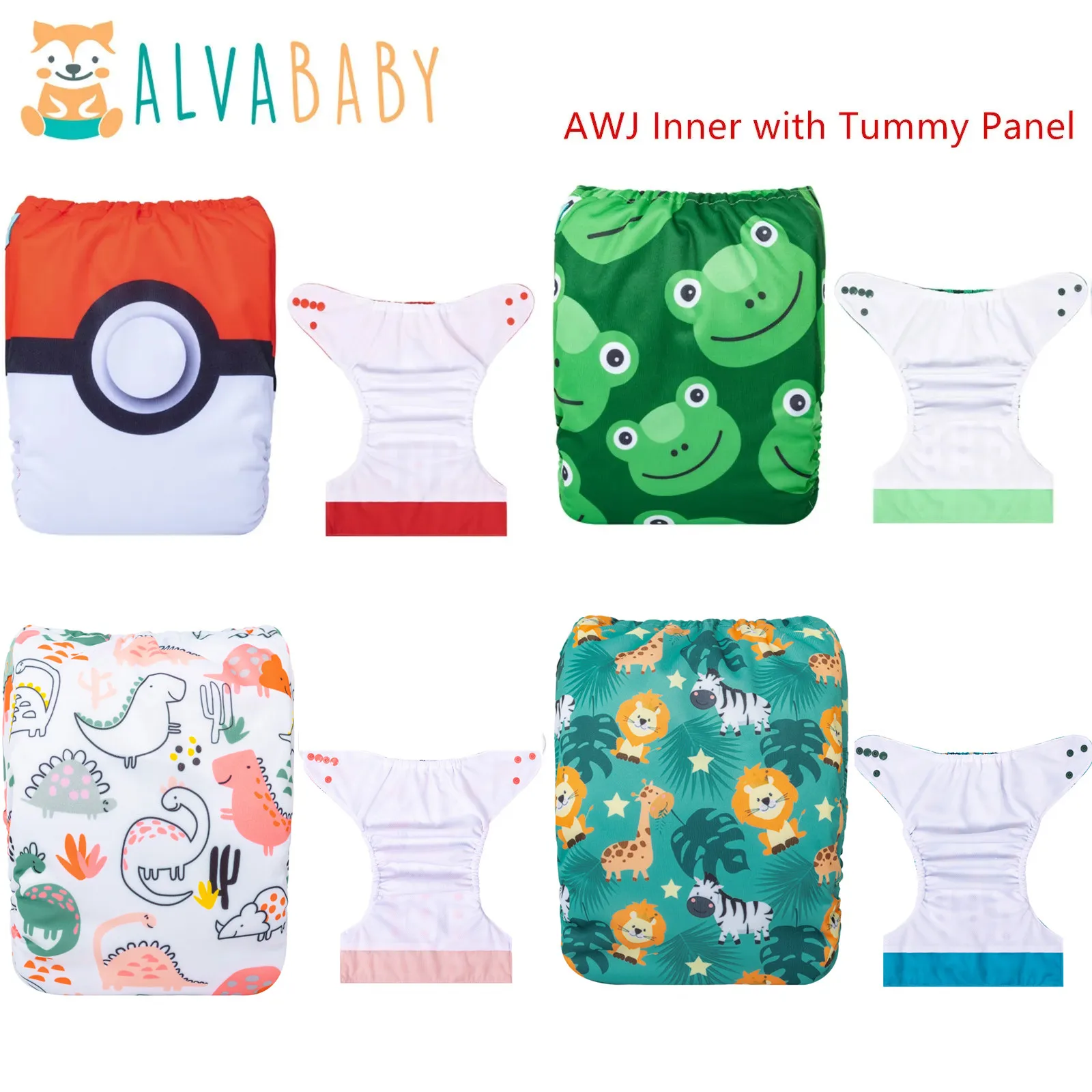 U Pick ALVABABY AWJ Inner Cloth Diapers Baby Eco-friendly Cloth Nappy Tummy Panel Baby Diaper with 1pc Insert for Unisex cloth diapers cloth diaper insert