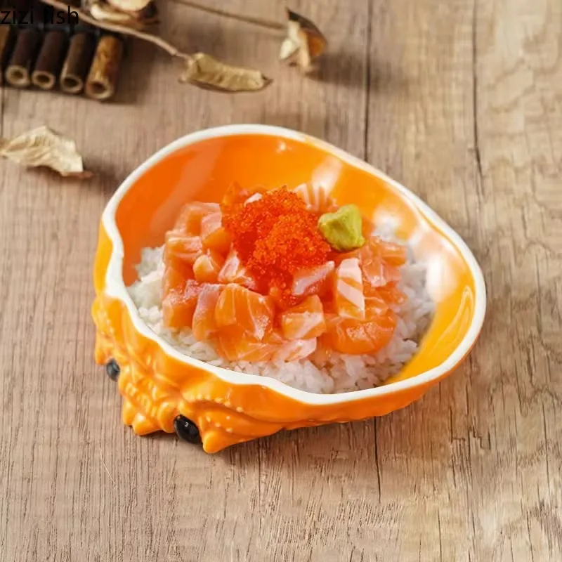 Creative Crab Shell Shaped Ceramic Dinner Plate Dessert Plate Sashimi Sushi Appetizer Restaurant Specialty Tableware