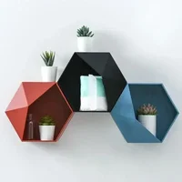 New Home Decoration Wall Rack Flower Pot Rack Wall Decoration Storage Rack Hexagonal Storage Box Decoration Creative Combination 1