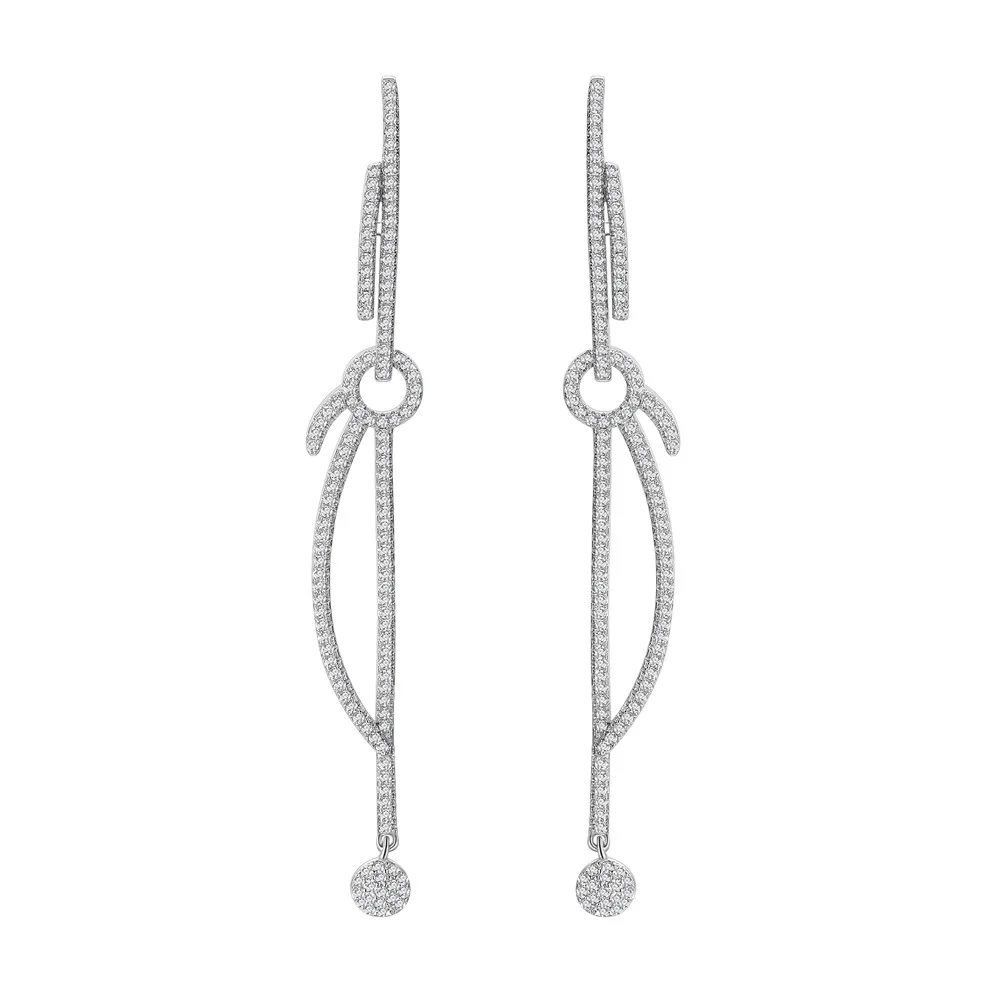 

Fashionable Light Luxury Long Style Earrings for Women with Micro Full Diamond 925 Silver Ear Studs and Premium Earrings