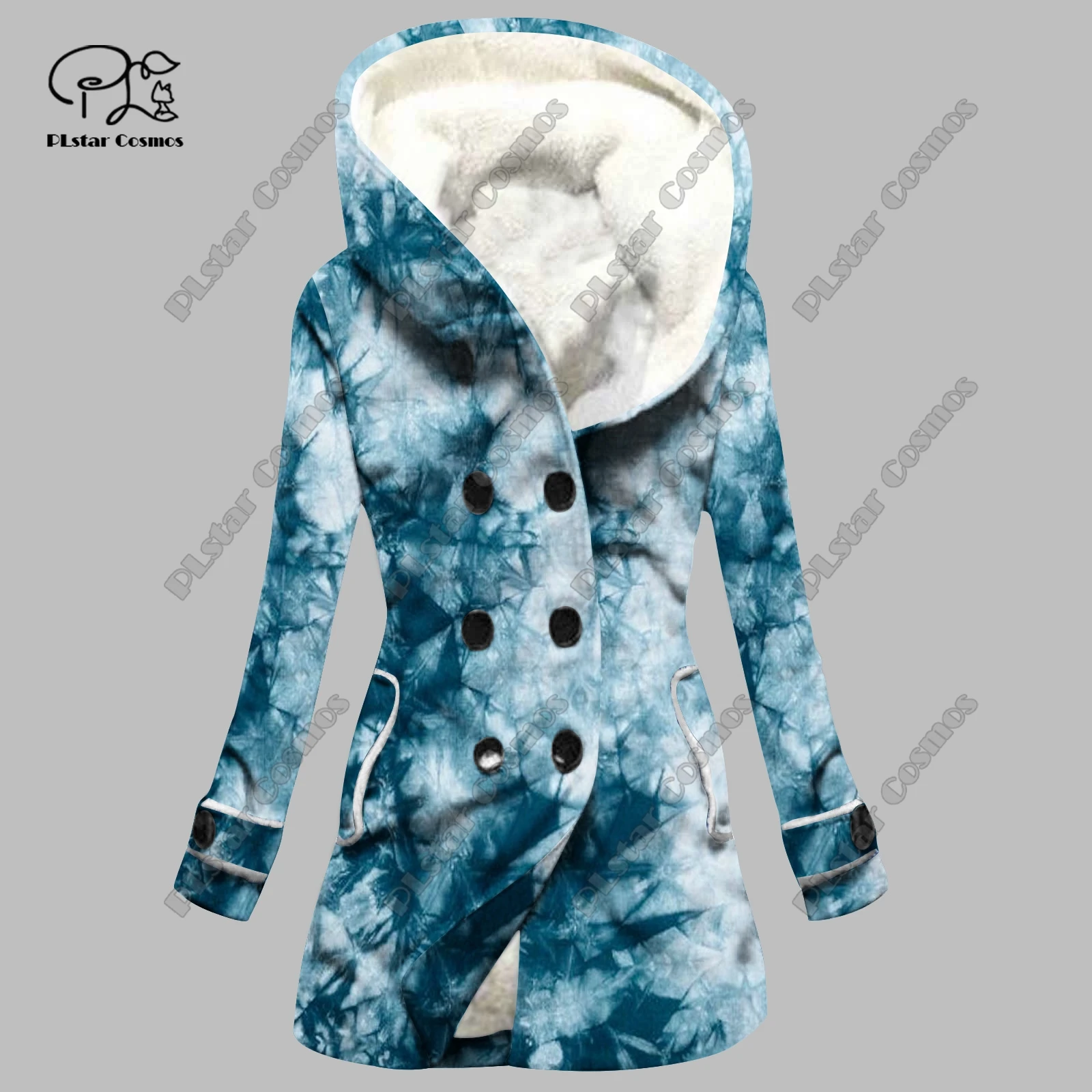 3D printing retro gradient pattern printed hooded fleece jacket warm women's jacket winter casual gift series new style -3