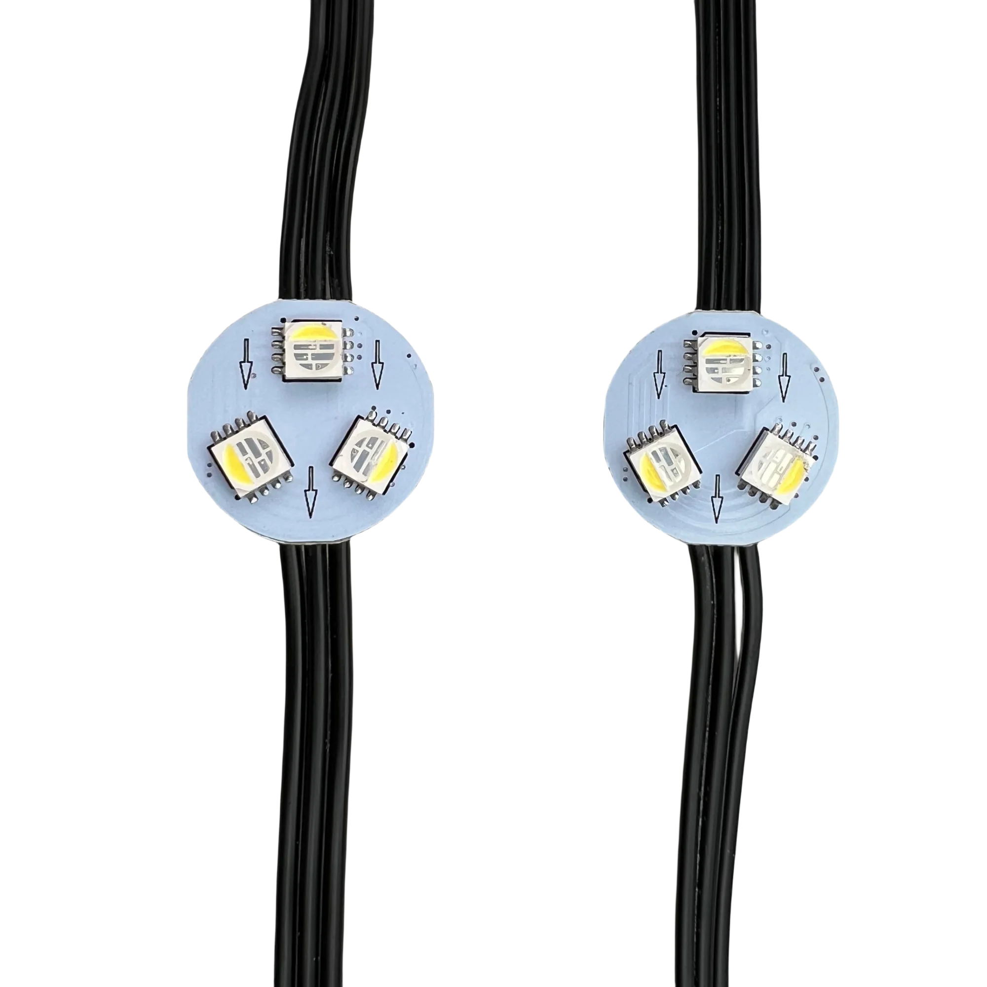 PCBA TM1814-RGBW(3000K) IC 주소 지정 가능 RGBW 픽셀 라이트, 0.9W DC12V 입력 비방수, 올 블랙 와이어 포함, 세트당 20 개, 22mm