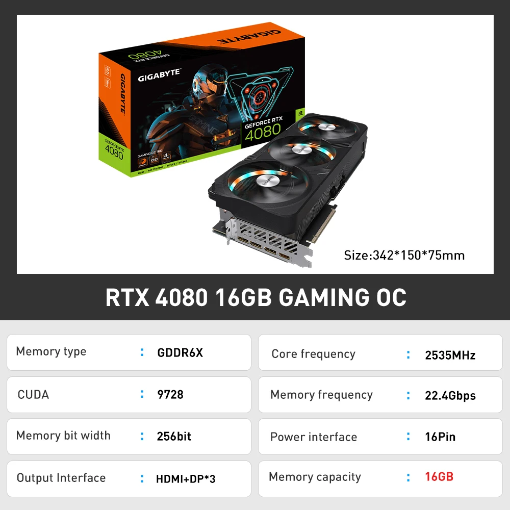 GIGABYTE GeForce RTX 4080 GAMING OC 16GB GDDR6X Graphics Card for