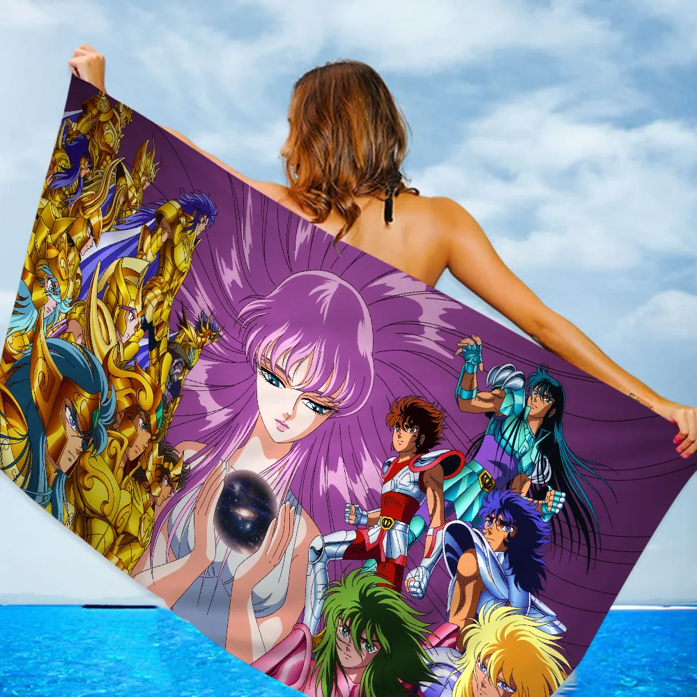 Saint seiya Beach Towel Cartoon Cute Summer Kids Large Bath Pool Beach Towel Microfiber Absorbent for Swimming Travel 4